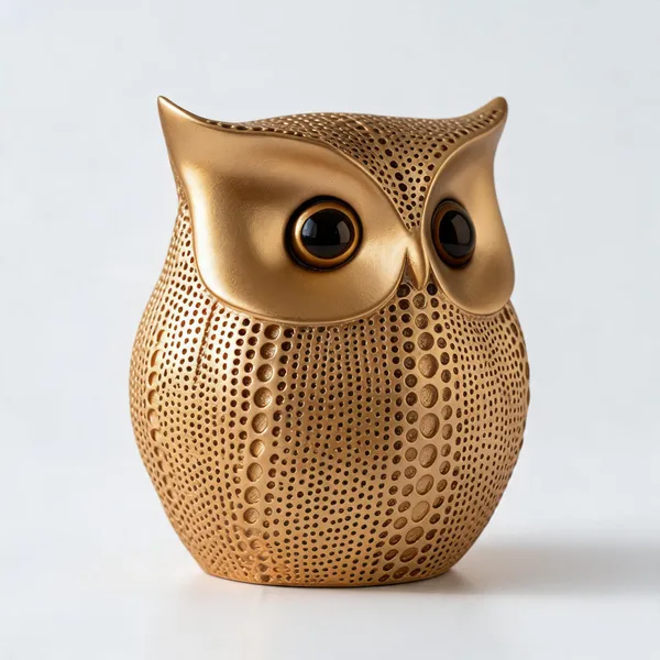 Golden_Resin_Marble_Dust_Owl_Figurine_Home
