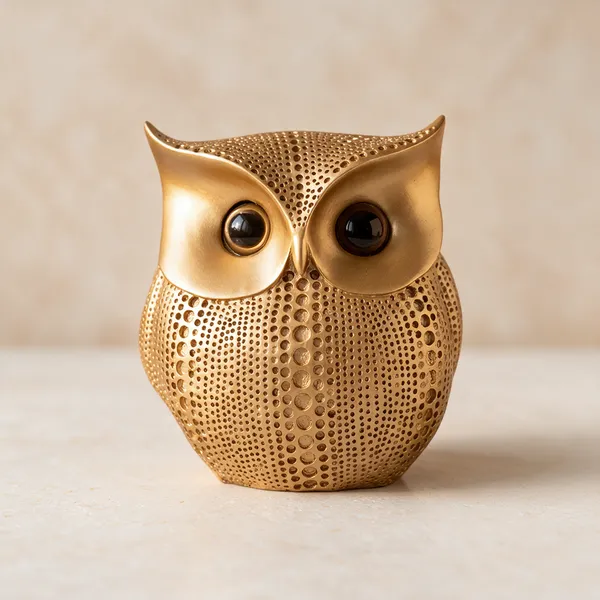 Golden_Resin_Marble_Dust_Owl_Figurine_Home