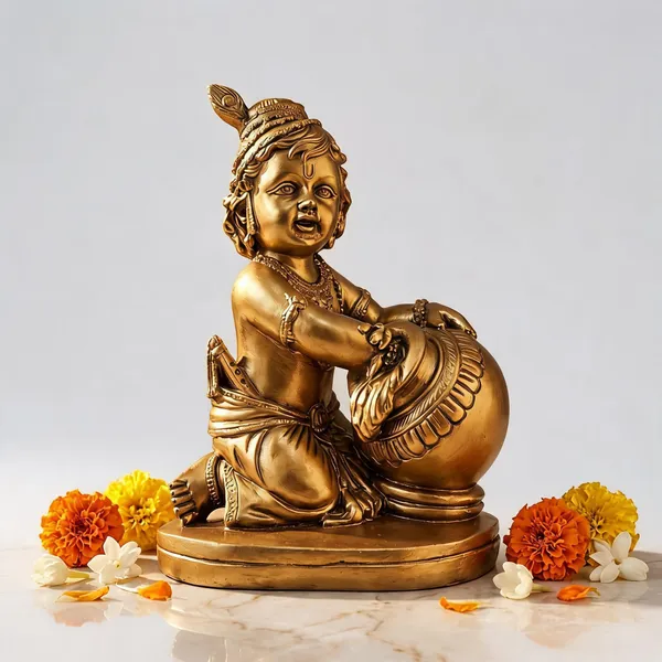 Golden_Resin_Marble_Dust_Krishna_With_Matki_Idol_Home