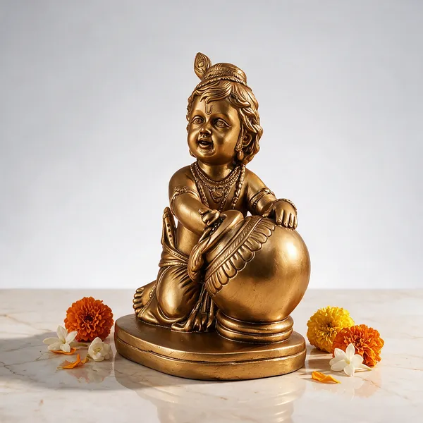 Golden_Resin_Marble_Dust_Krishna_With_Matki_Idol_Home