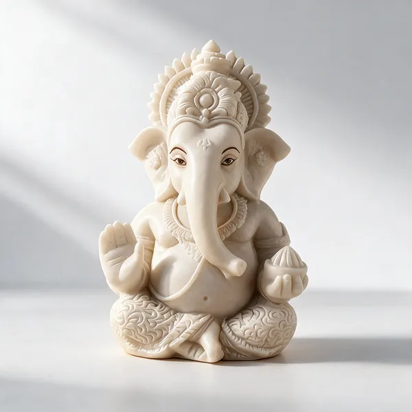 White_Resin_Marble_Dust_Ganesha_Idol_Home