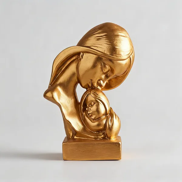 Golden_Resin_Marble_Dust_Mother_And_Child_Figurine_Home