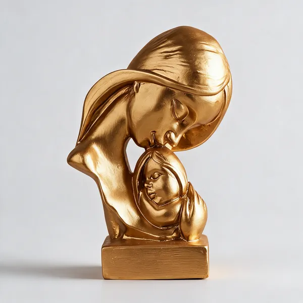 Golden_Resin_Marble_Dust_Mother_And_Child_Figurine_Home
