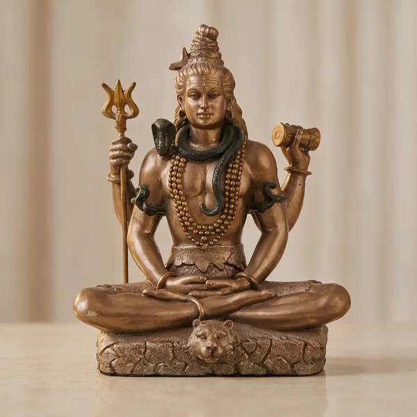 Golden_And_Black_Resin_Marble_Dust_Shiva_Idol_With_Trishul_Home