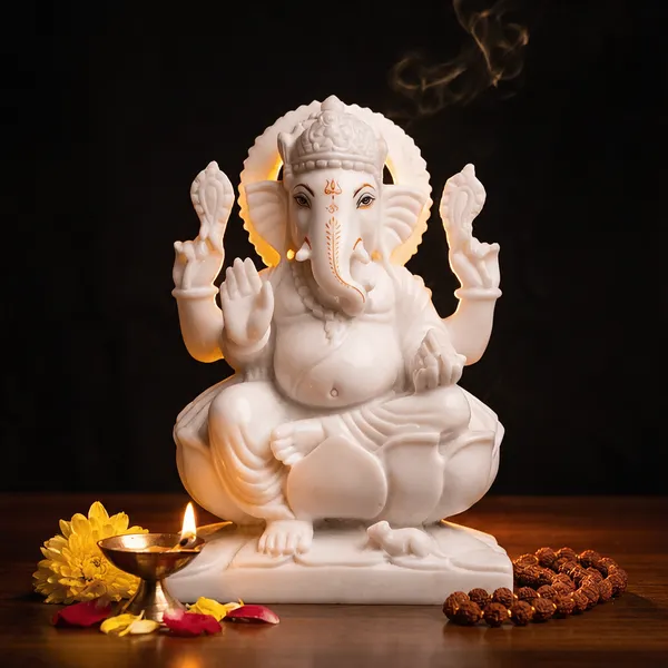 White_Resin_Marble_Dust_Ganesha_Idol_Home