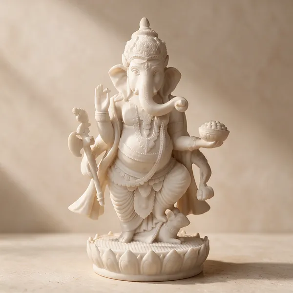 White_Resin_Marble_Dust_Ganesha_Idol_Home