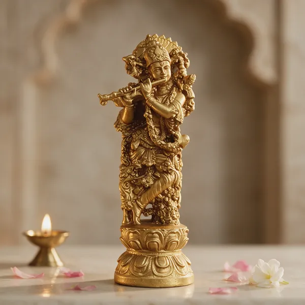 Golden_Resin_Marble_Dust_Krishna_Idol_Home