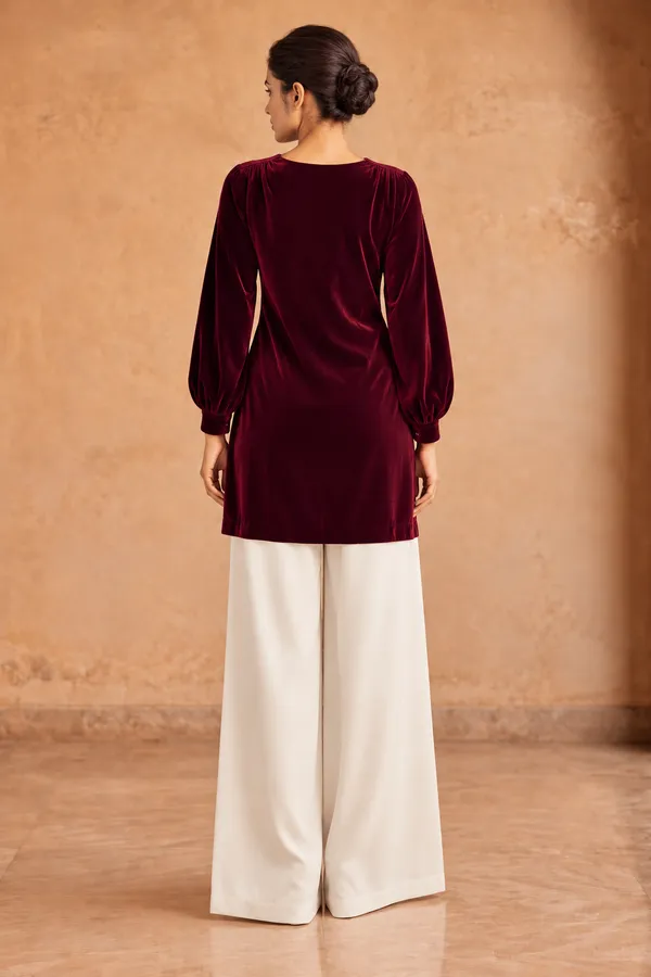 Burgundy_Velvet_Elegance_Tunic_Set