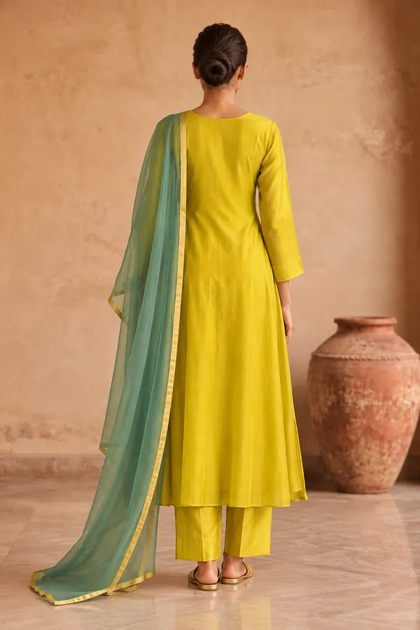 Lime_Yellow_Chanderi_Silk_suit