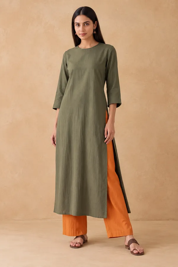 Olive_Green_&_Rust_Kurta_Set