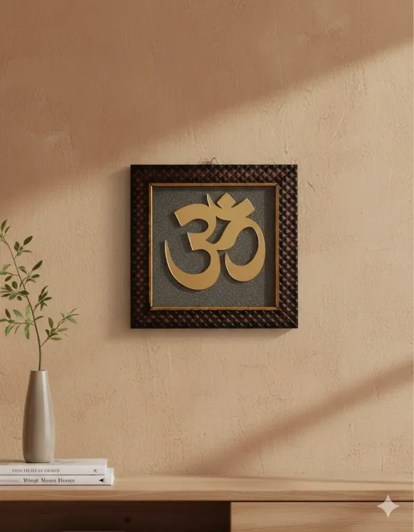 Pyrite_Spiritual_Om_Symbol_Decorative_Frame_7.5X7.5_Inches