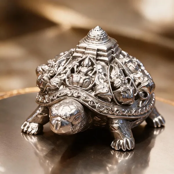 Astrobj_Silver_Aluminium_Tortoise_Idol_Prosperity_Decor