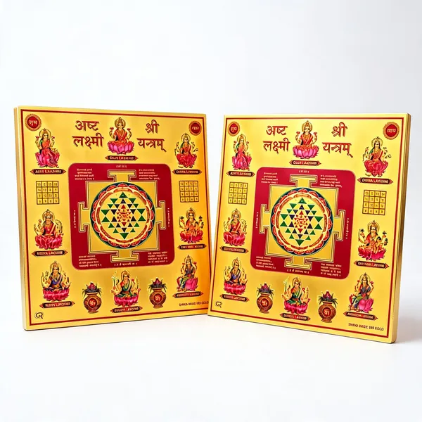 Astrobj_Ashtalakshmi_Shri_Yantra_Aluminium_Golden_-_Pack_of_2