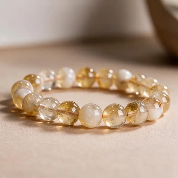 Golden_Natural_Stone_Citrine_Bead_Bracelet_For_Unisex