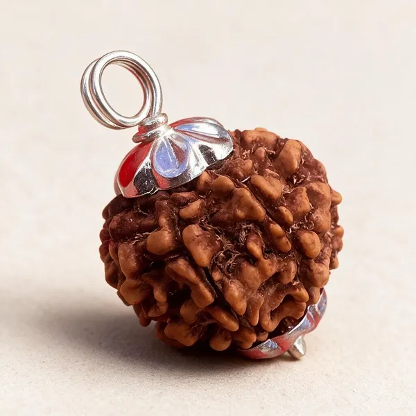 Astrobj_4_Mukhi_Rudraksha_Silver_Cap_Red_Cord_Pendant