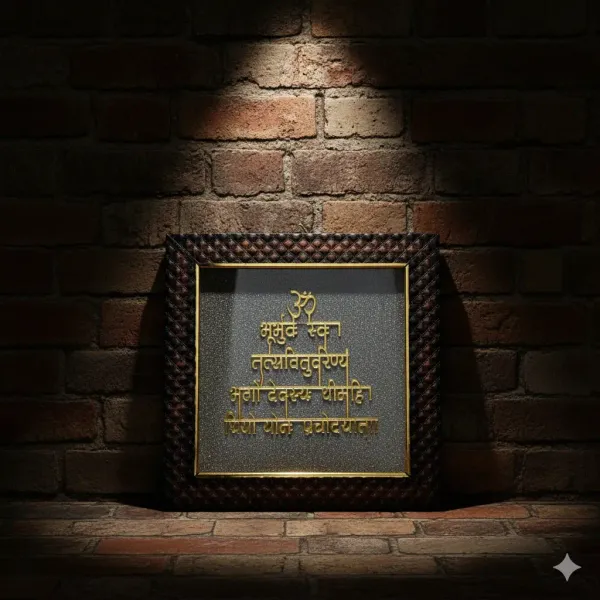 Wood_Spiritual_Gayatri_Mantra_Decorative_Frame_7.5X7.5_In