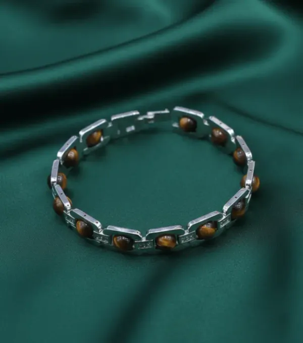 Silver_Natural_Stone_Tiger_Eye_Chain_Bracelet_For_Unisex