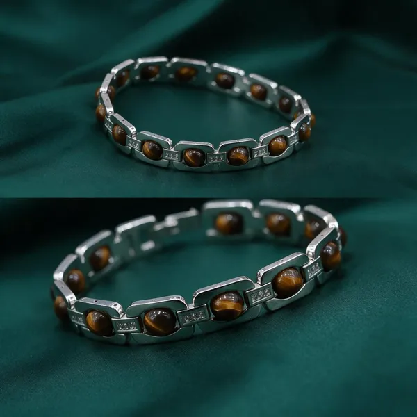 Silver_Natural_Stone_Tiger_Eye_Chain_Bracelet_For_Unisex