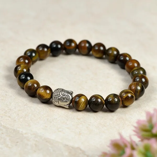 Brown_Natural_Stone_Tiger_Eye_Ganesh_Charm_Bracelet_For_Unisex