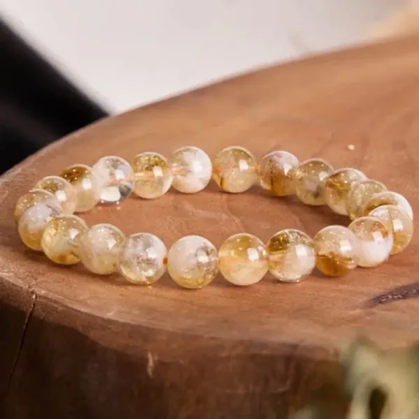 Golden_Natural_Stone_Citrine_Bead_Bracelet_For_Unisex