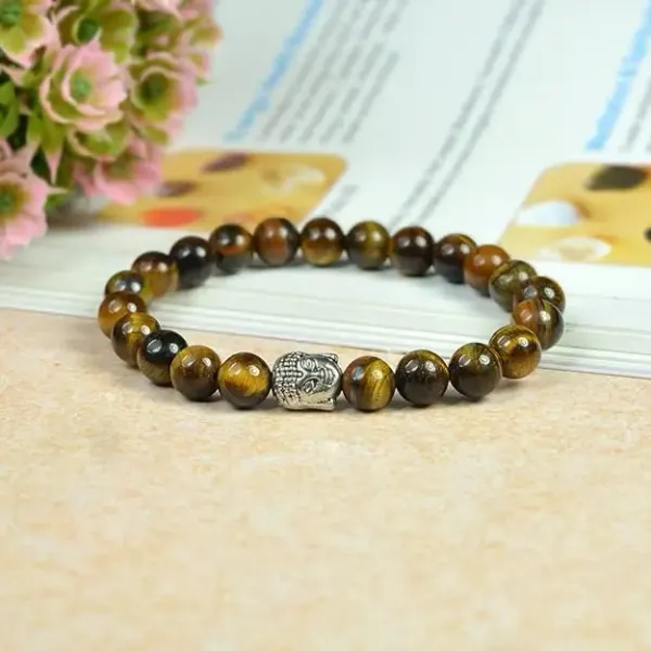 Brown_Natural_Stone_Tiger_Eye_Ganesh_Charm_Bracelet_For_Unisex