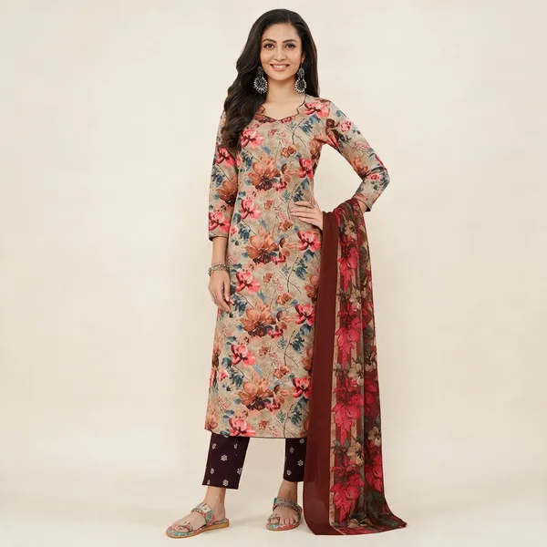 Printed_Kurta,_Trouser/Pant_And_Dupatta_Set