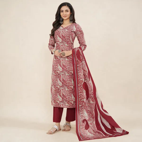 Printed_Kurta,_Trouser/Pant_And_Dupatta_Set