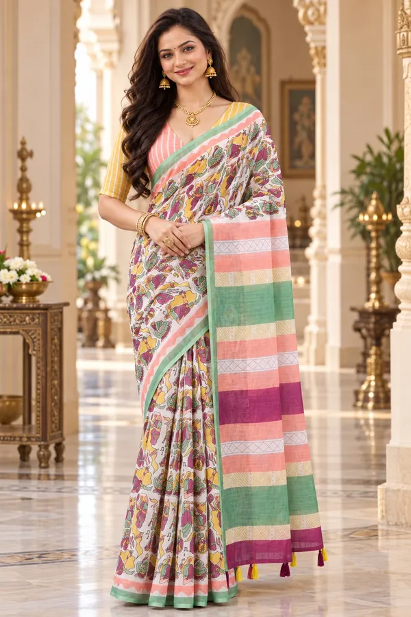 Saarah_Pure_Linen_Saree