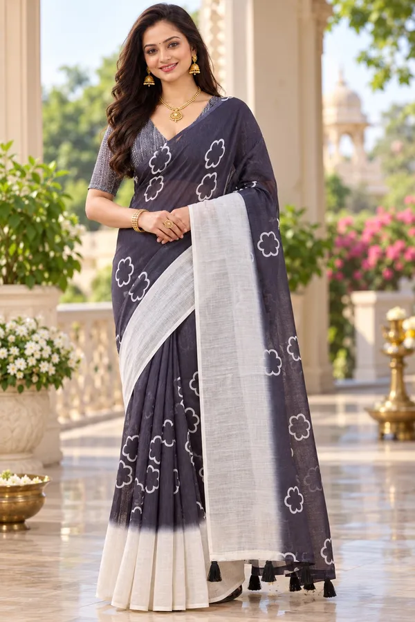 Saarah_Pure_Linen_Saree