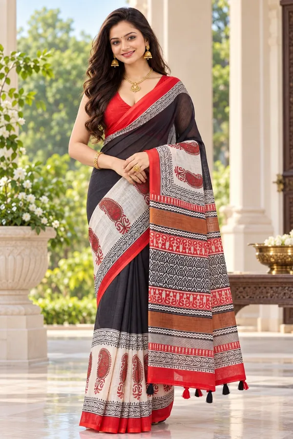 Saarah_Pure_Linen_Saree