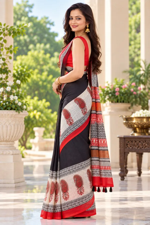 Saarah_Pure_Linen_Saree
