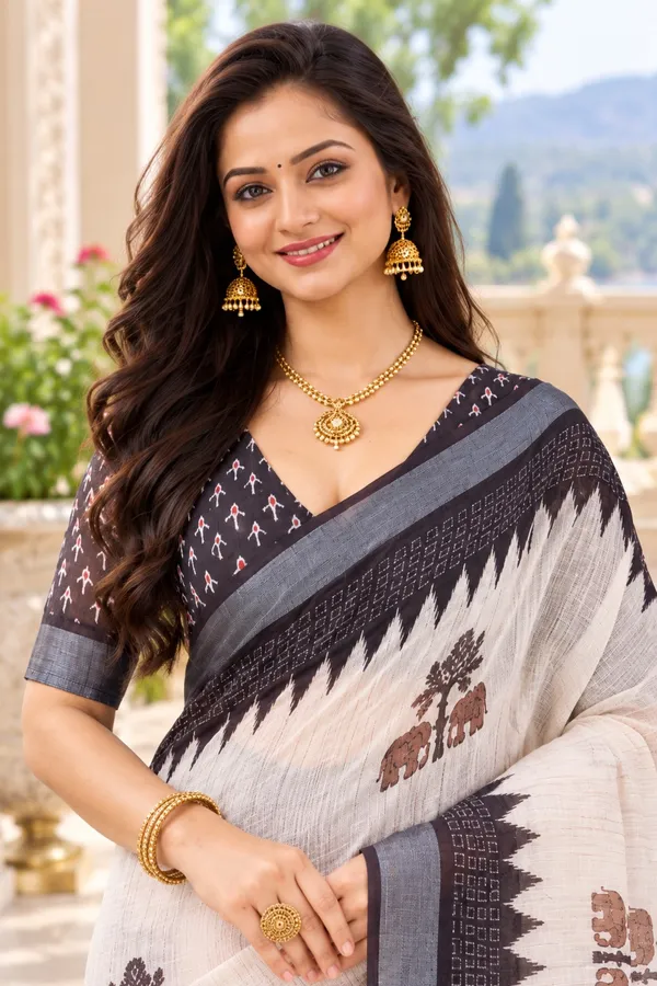 Saarah_Pure_Linen_Saree