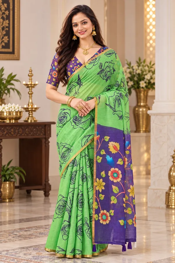 Saarah_Pure_Linen_Saree