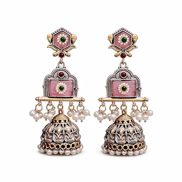 Pink_Brass_Earrings_For_Women