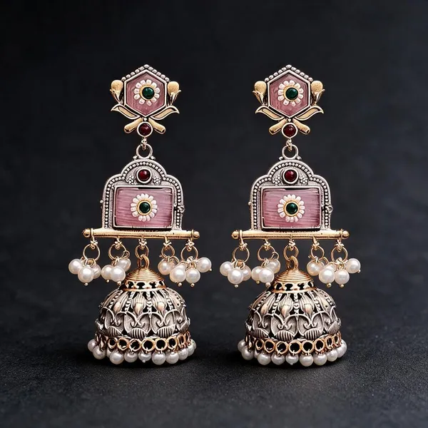 Pink_Brass_Earrings_For_Women