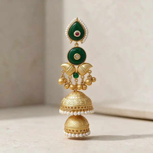 Gold_And_Green_Brass_Earrings_For_Women