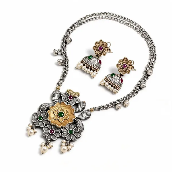 Silver_Brass_Pendant_Set_For_Women