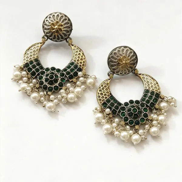 Silver_And_Green_Brass_Earrings_For_Women