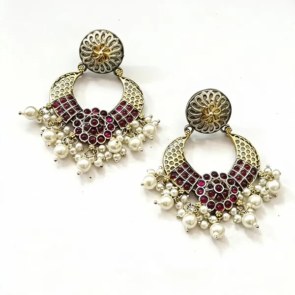 Silver_And_Pink_Brass_Earrings_For_Women