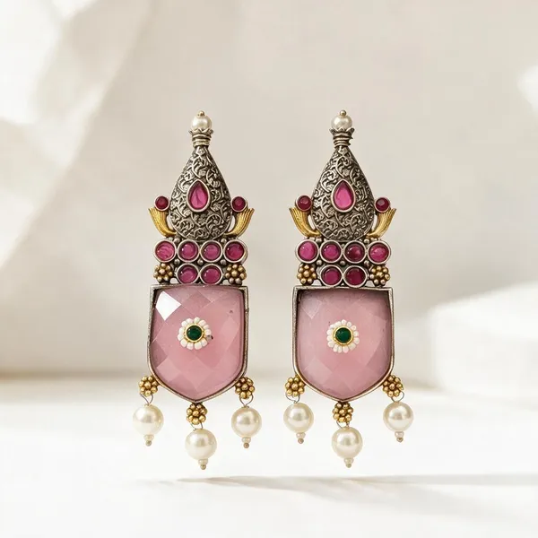 Pink_Brass_Earrings_For_Women
