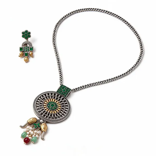 Silver_Brass_Pendant_Set_For_Women