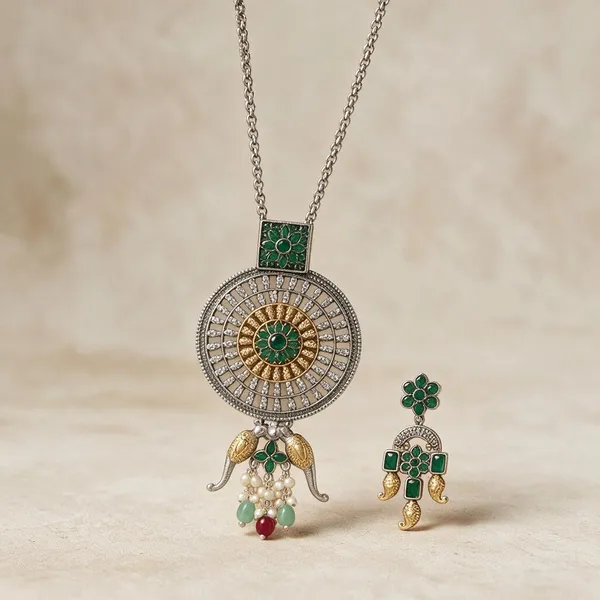 Silver_Brass_Pendant_Set_For_Women