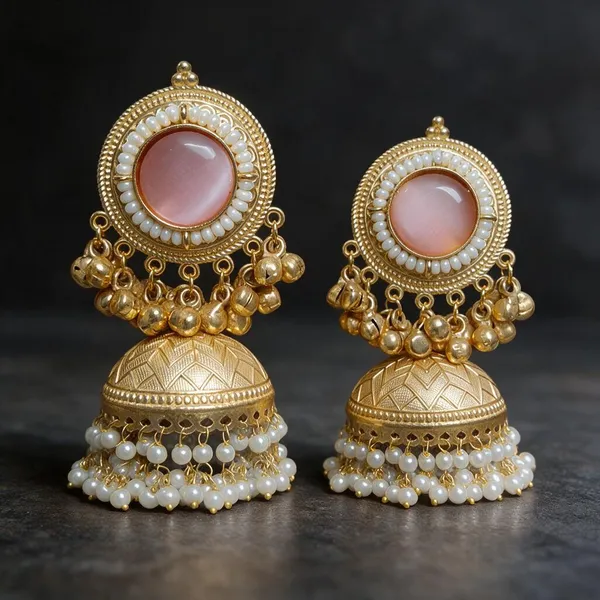 Peach_Brass_Jhumkas_For_Women