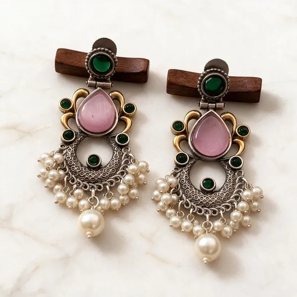 Pink_Brass_Earrings_For_Women