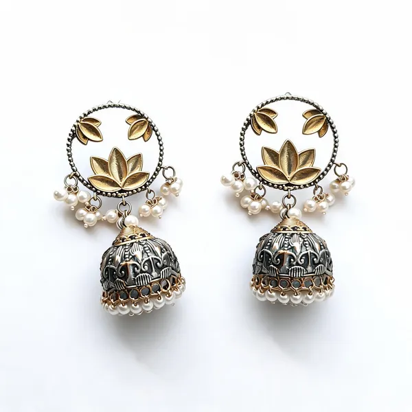 Golden_And_Silver_Brass_Jhumka_For_Women