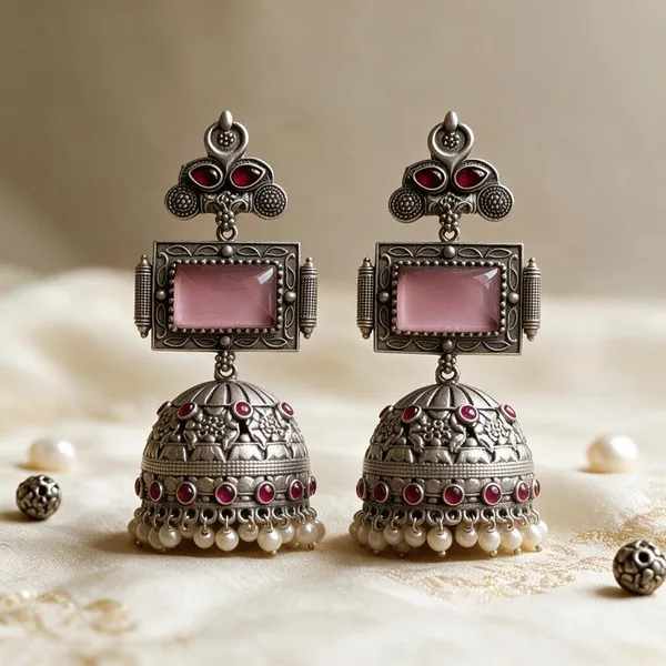 Pink_Brass_Earrings_For_Women