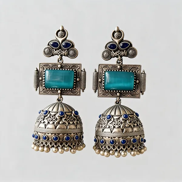 Sea_Blue_Brass_Earrings_For_Women