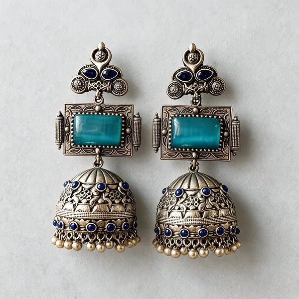 Sea_Blue_Brass_Earrings_For_Women