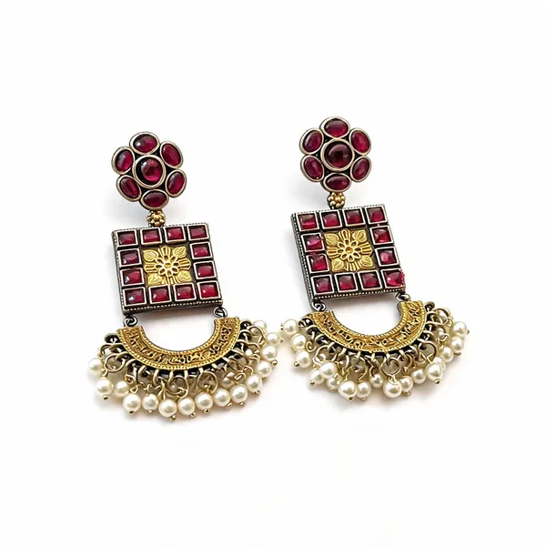 Pink_And_Golden_Brass_Earrings_For_Women