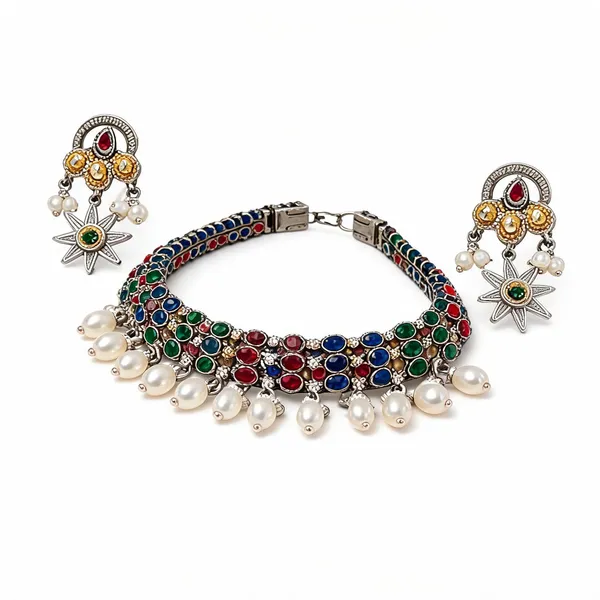 Silver_Brass_Choker_Set_For_Women